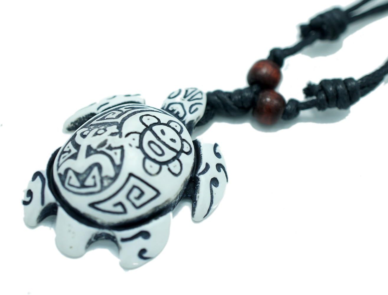exoticdream Turtle Necklace Yin Yang Coqui Taino Sun with Cotton Cord