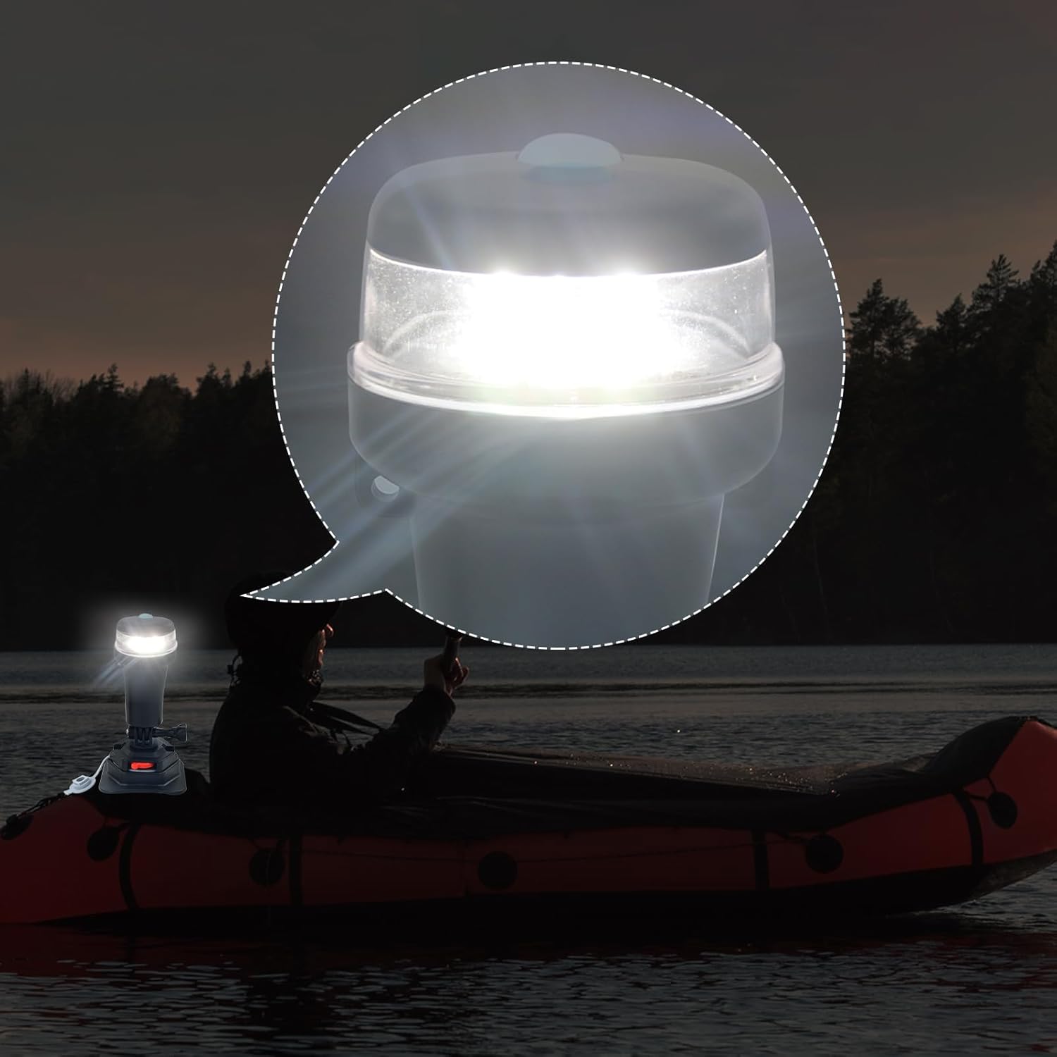 Boat Navigation lights LED Battery Powered with Swivel Multiple Base Mounting (White)