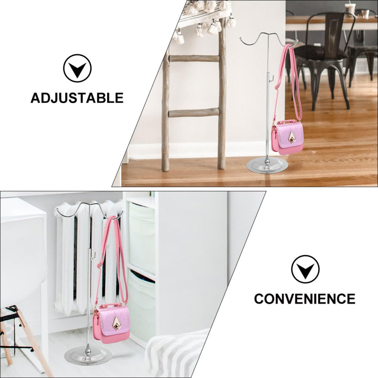 VALICLUD 2piezas Soporte Ajustable De Metal Para Bolsos Expositor Con Doble Colgador Resistente y Seguro Para Mesa Organizador Para Hogar y Tienda