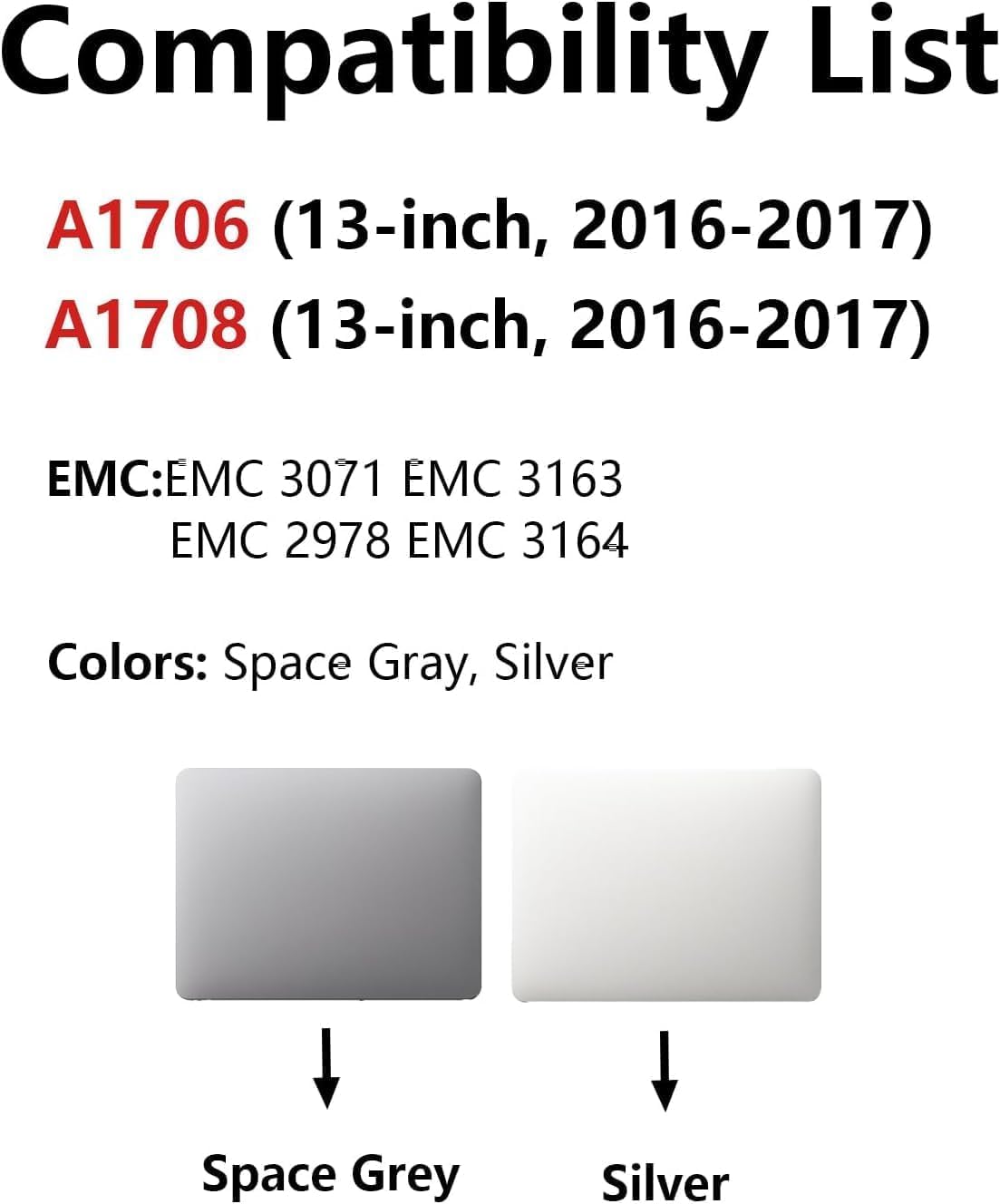 Schermo di ricambio A1706/A1708 da 13,3" per MacBook Pro 2016/2017 Retina modello: A1706, A1708 (fine 2016, metà 2017) EMC 3071, EMC 3163, EMC 3164, EMC 2978 LCD LED completo Screen assembly (argento)