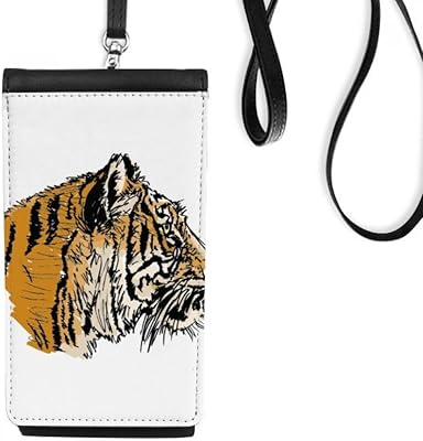 Tiger Head Close-up King Animal Phone Wallet Purse Hanging Mobile Pouch Black Pocket