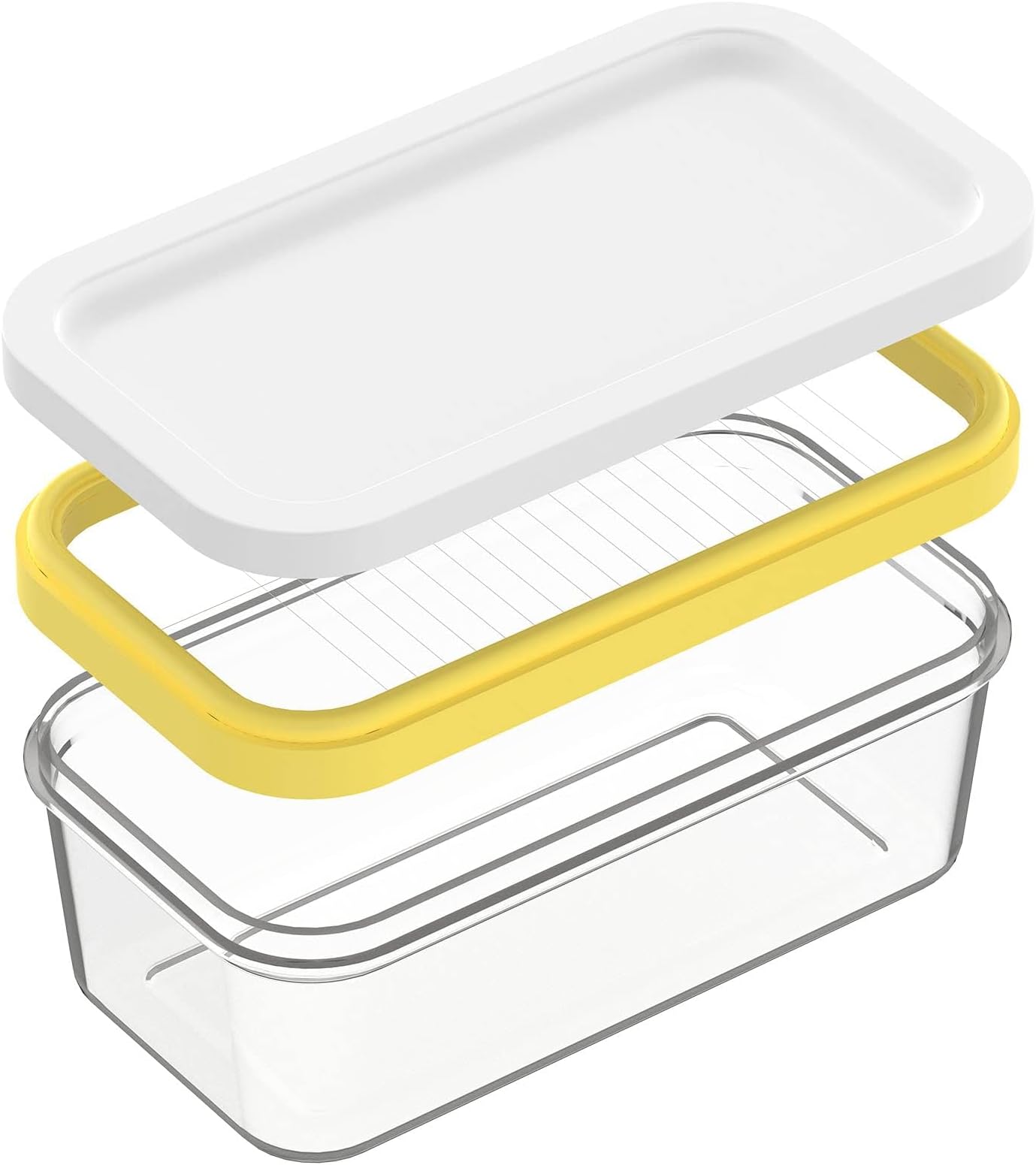 UNIVIVO Butter Slicer Cutter with Storage Container, Stick Butter Dish with Lid for Fridge, Easy Cutting Two 4oz Sticks (Not Airtight, Small)
