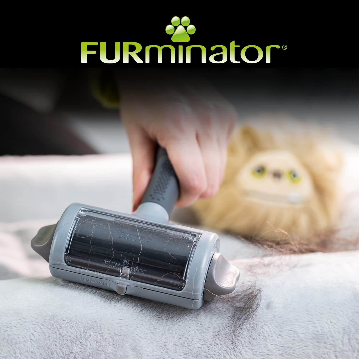 Furminator Tierhaarentferner - wiederverwendbare Fusselbürste entfernt lose Hunde- und Katzenhaare von Kleidung, Möbeln und Stoffen