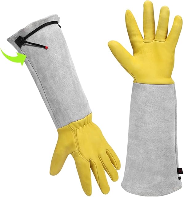 Gardening Gloves Gardening Gifts for Women/ Men - Heavy Duty Gardening Gloves Thorn Proof, Rose Pruning Gloves Gardening Tools Mens Ladies Gardening Gifts Long Gardening Gloves Leather Adjustable Size