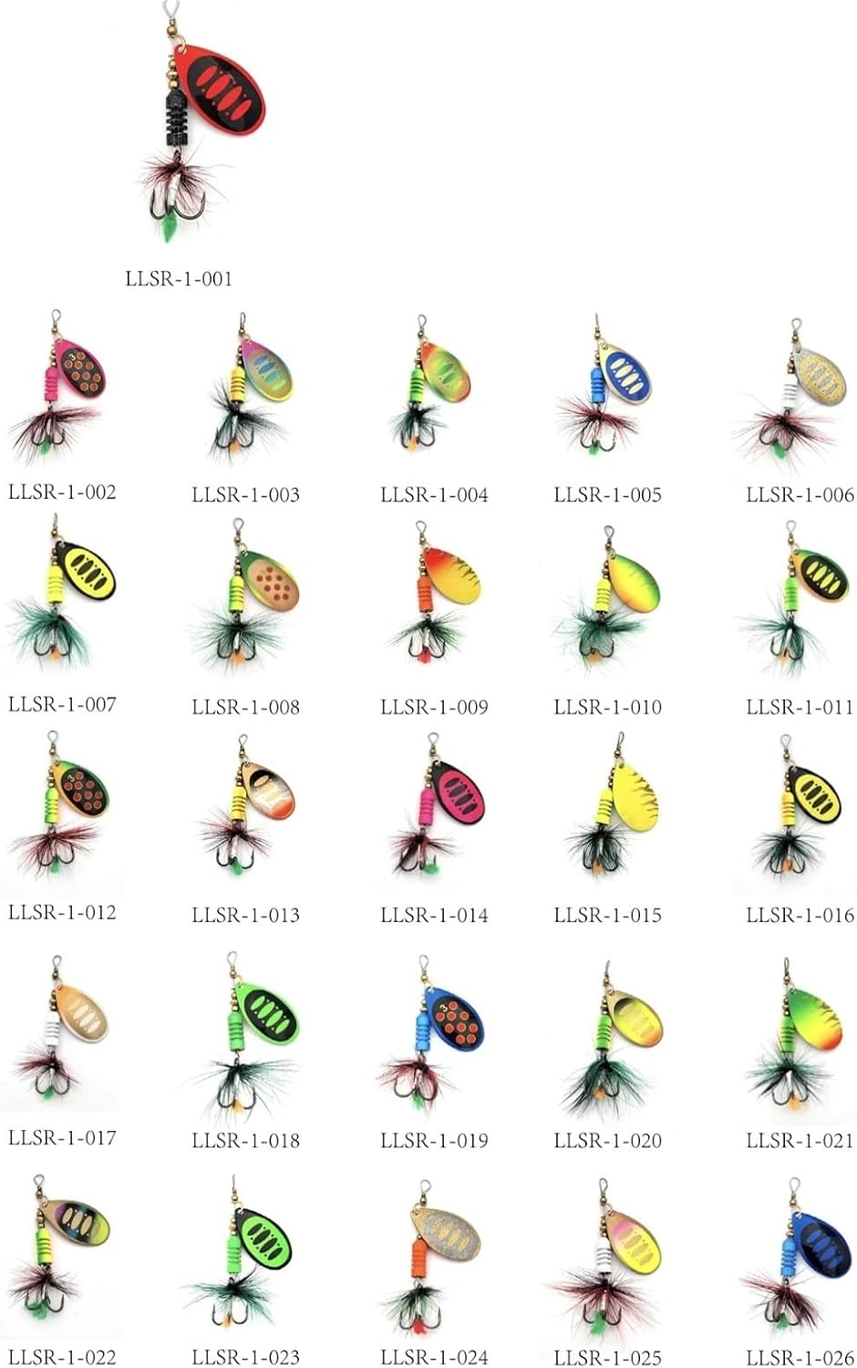 30 Types Metal Composite Sequin Spinner Lure Set - with Treble Hook for Pike Trout Fishing