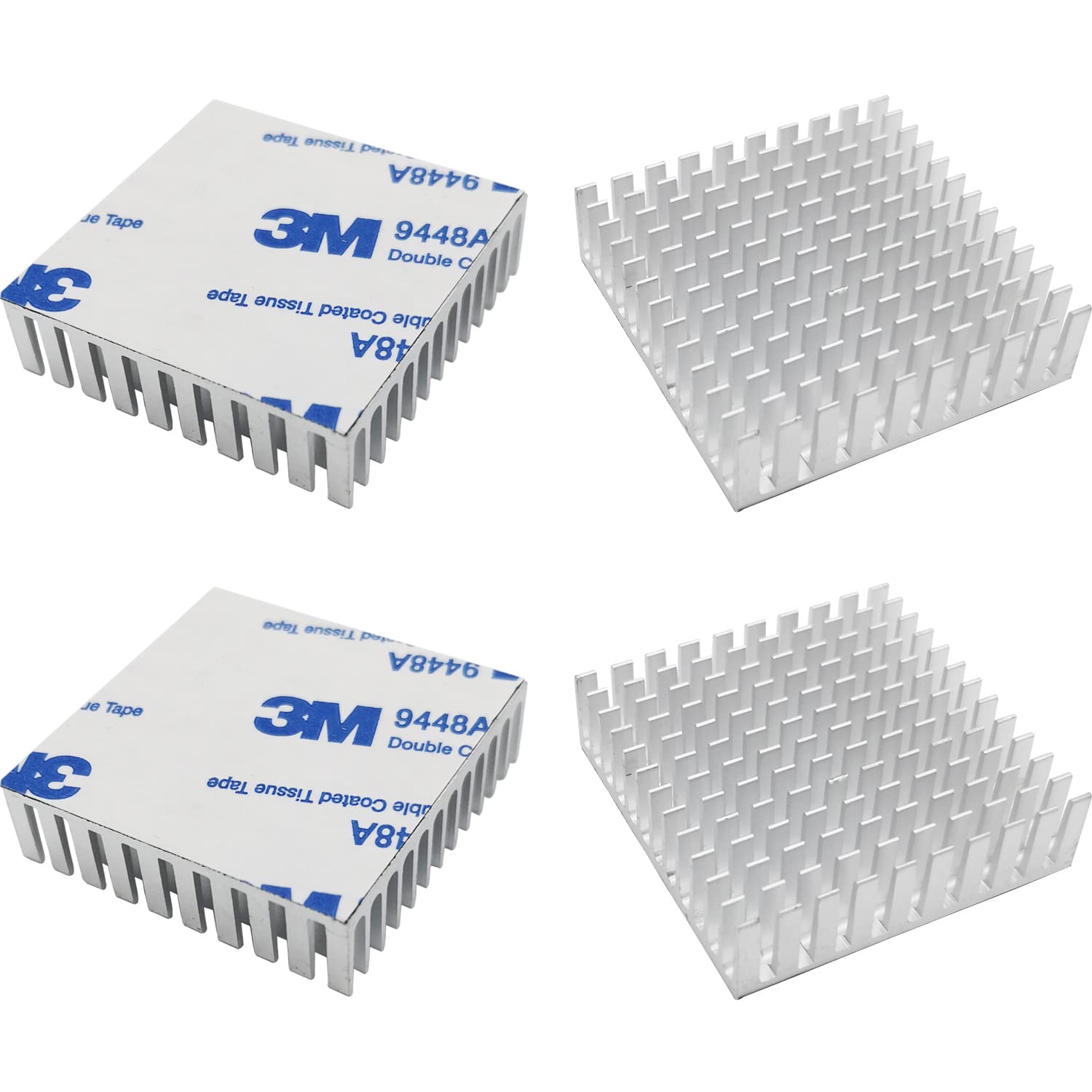 CTRICALVER 4 Pcs Cooling Fin (silver), Cooler Aluminium Heatsink Thermal Conductivity Circuit Board Cooling Fin With 3M tape (L40mm X W40mm X H11mm)