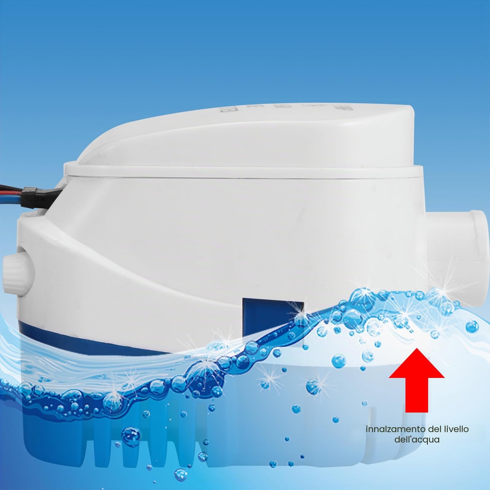 1100 GPH Pompa di Sentina Automatica Barca, SUNSBELL 12V DC Sommergibile Pompa Elettrica dell'Acqua con Galleggiante, Pompa Sentina Automatica per Imbarcazioni Piccolo