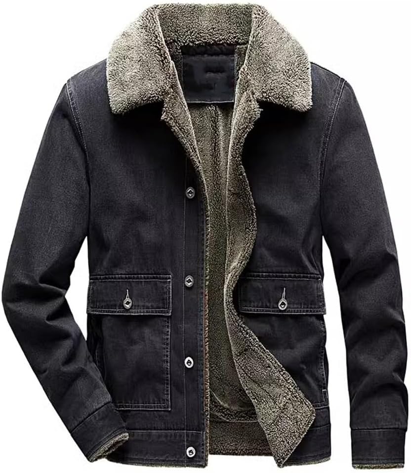 Denim Jacket men's Loose Winter Oversized Casual Plush thick warm