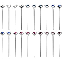 20Pcs 925 Sterling Silver 22G Custom Bend Nose Stud Ring 11mm Bendable CZ Fishtail Nose Ring Studs 1.5mm 2mm Jeweled Nostril Piercing Jewelry for Women Men 7/16"