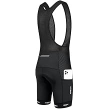 X-TIGER Mens Black Cycling Bib Shorts with 5D Gel Padding and Zip Pocket