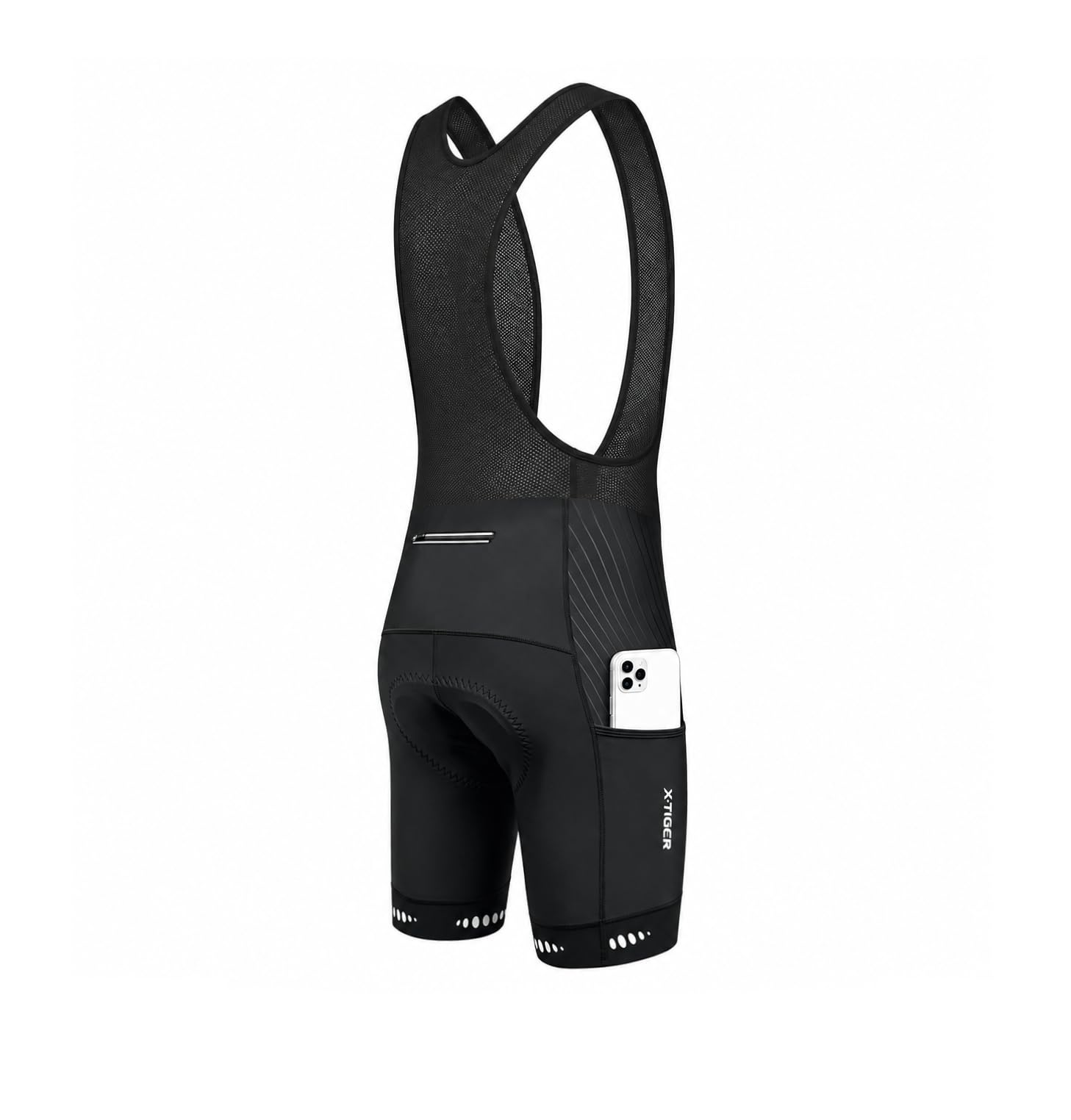 X-TIGER Culotte Ciclismo Bibs Shorts Hombre Almohadilla Gel 5D 3 Bolsillos Transpirable Secado rápido Ciclismo Montaña