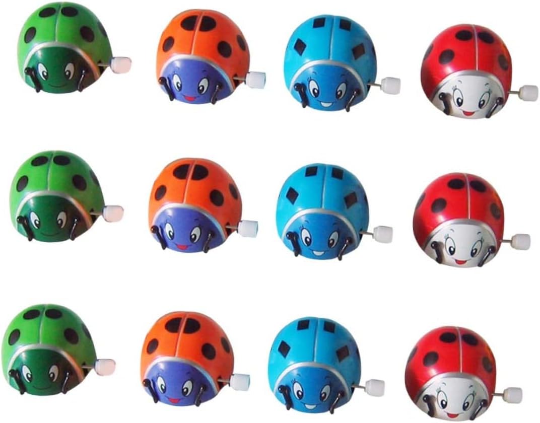 12pcs Wind-up Ladybird Lightweight Clockwork Animal Crawling for Educational Plastic Random Color