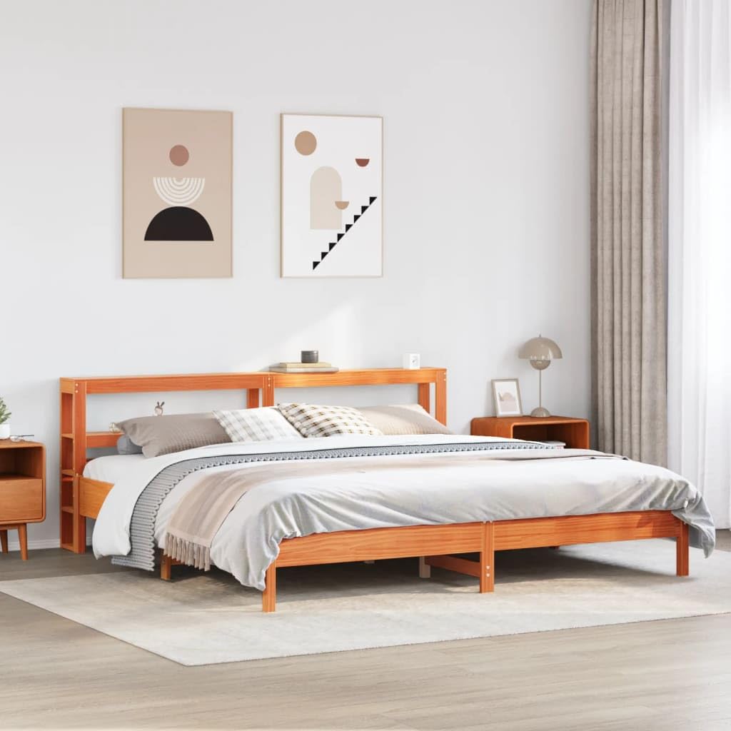 Bettgestell ohne Matratze Wax Braun 180x200 cm Super King Massivholz Kiefer