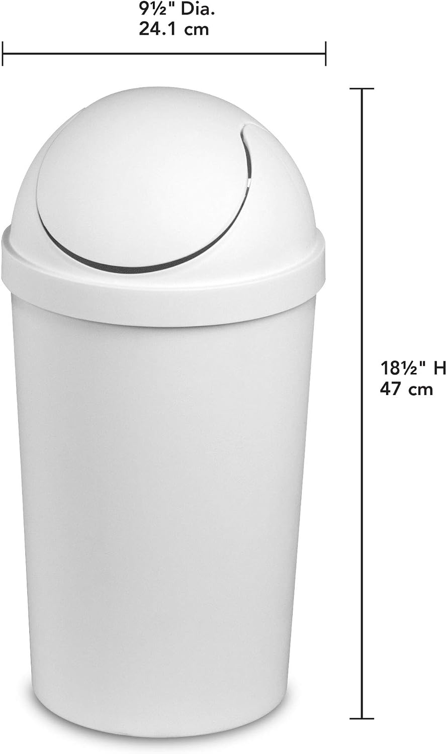Sterilite White 12 Qt Swing-Top Wastebasket