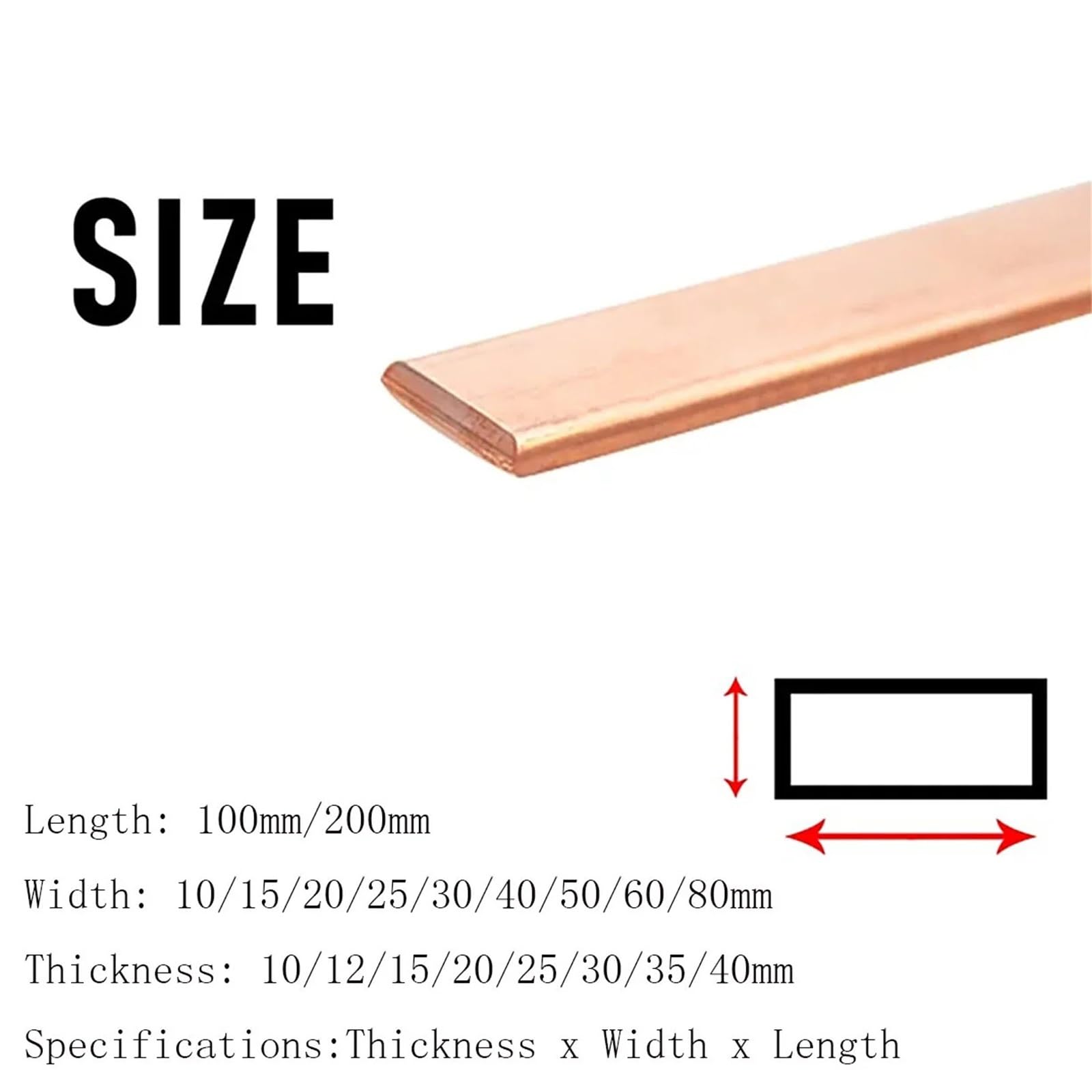 Barra plana de cobre puro T2 500 mm longitud, color morado, for CNC, bricolaje, grosor 0,5 a 20 Adecuado para joyería y manualidades(2mmx30mmx500mm)
