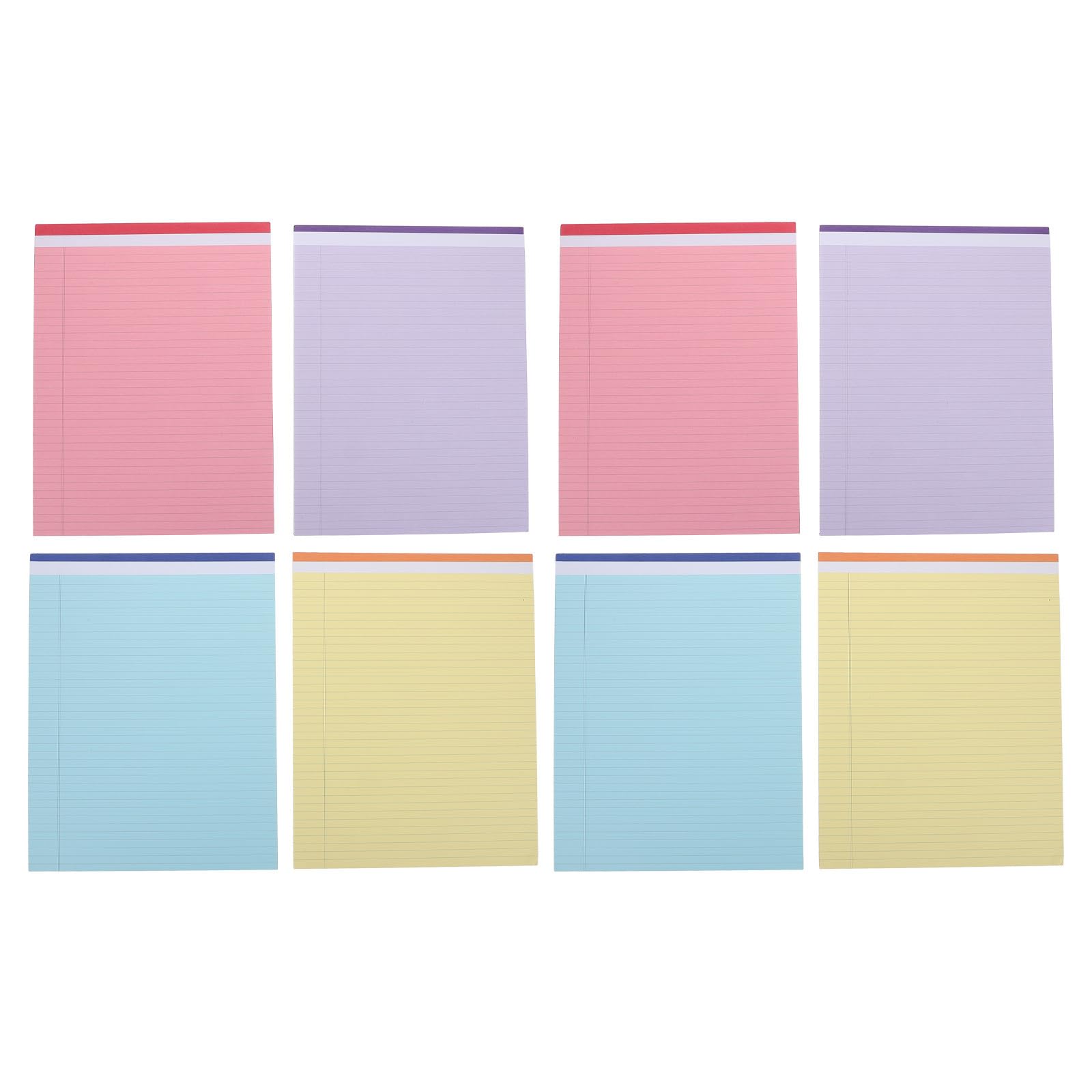 Kisangel 8 blocchi per appunti formato A4: blocchi per appunti a righe colorate con pagine perforate - Blocco note a righe per, agenda giornaliera, lista della spesa e cose da fare.