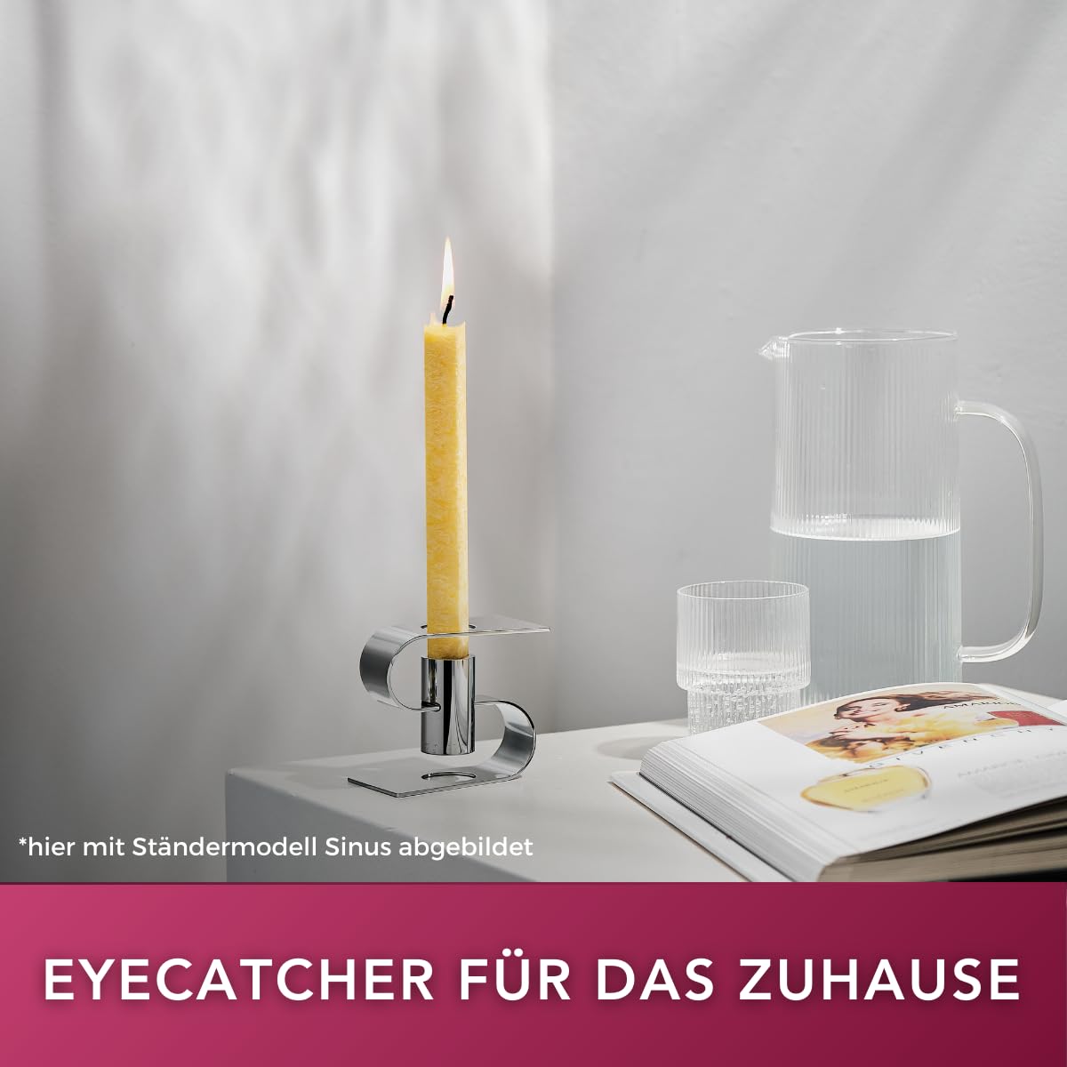 Designcandles Kerzenhalter und 4 Classic Kerzen 40 cm: P-Tube für 2 Kerzen Classic P-Tube CTA6 - Ambiente Kerzen