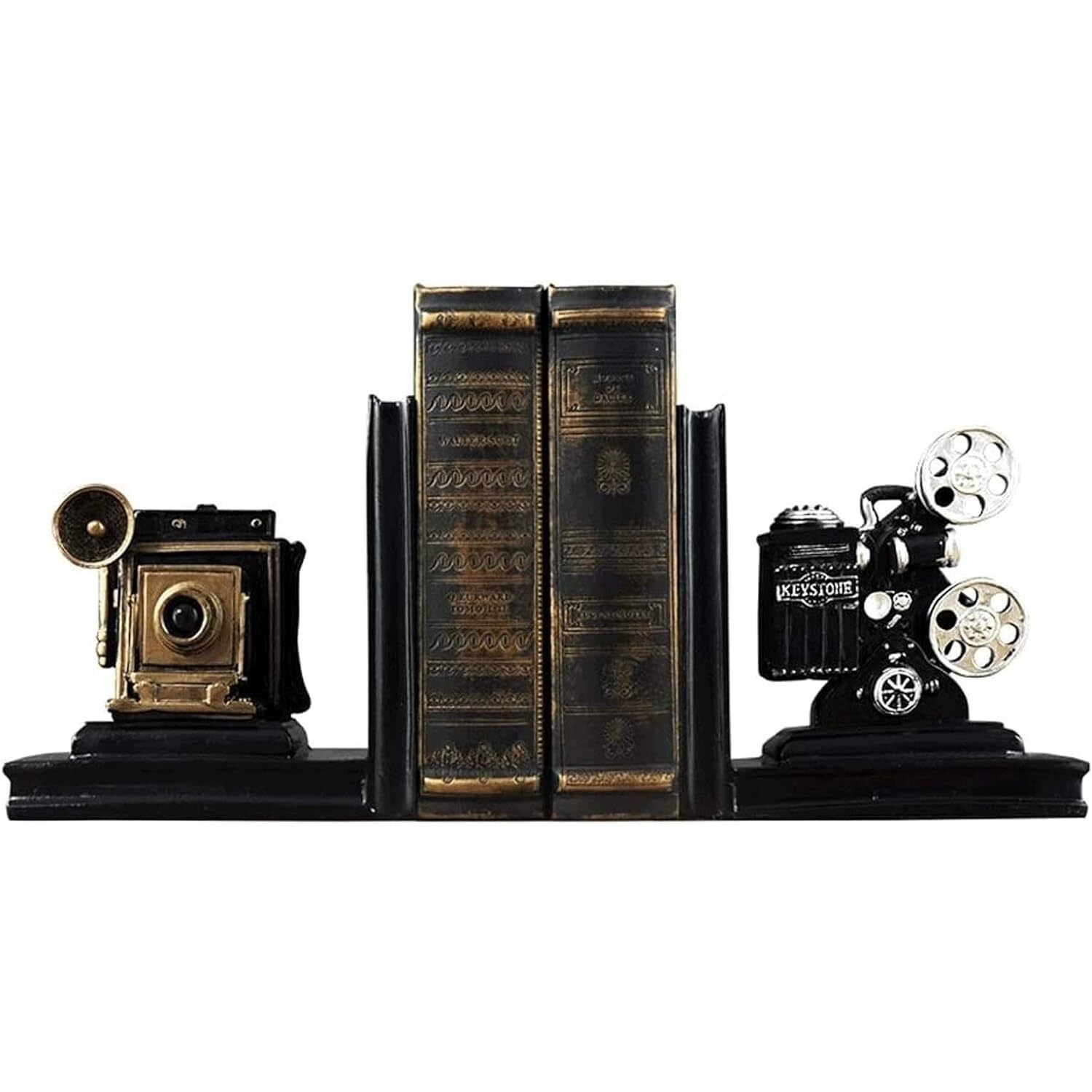 Buchstütze Buchstützen, Filmprojektor, dekorative Buchstütze aus Kunstharz, für Halten von Büchern, robuste Buchstopper Schreibtisch Dekorative
