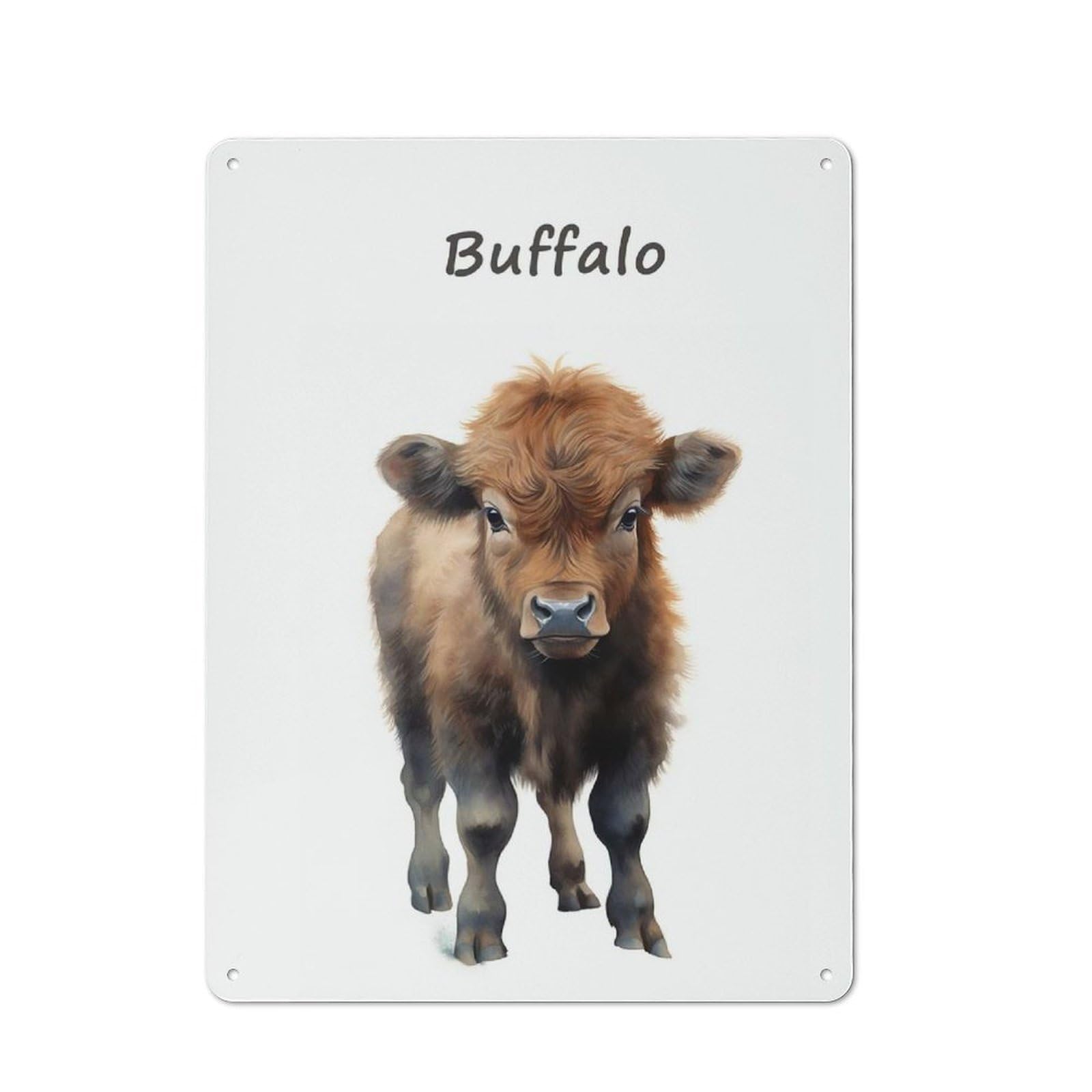 Junmoney Buffalo Baby Creative Office Metal Sign 40X30cm, Office Wall Decor For Hobby Room, Office, Lounge Or Living Room