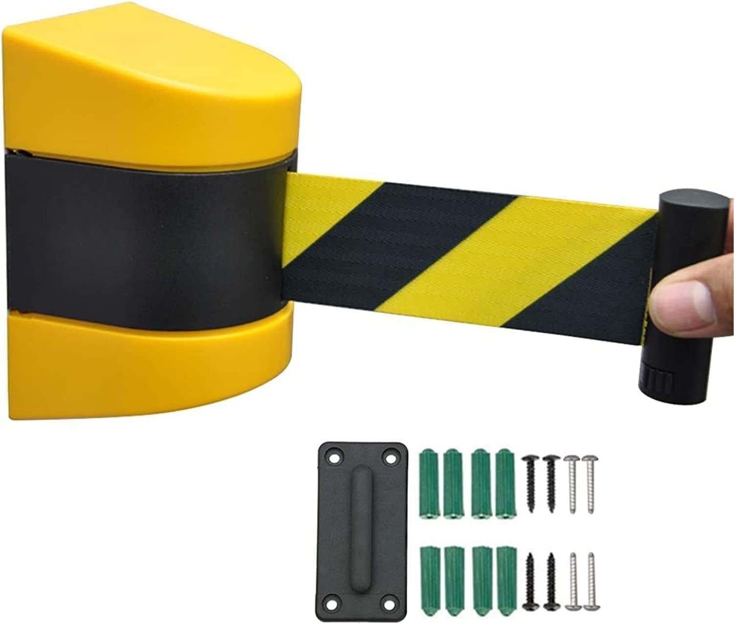 Cinta De Barrera Retráctil Amarilla Y Negra De 10 M - Cinturón De Seguridad De Montaje En Pared para Control De Colas Y Gestión De Multitudes En Comercios, Eventos, Hoteles Y Espac