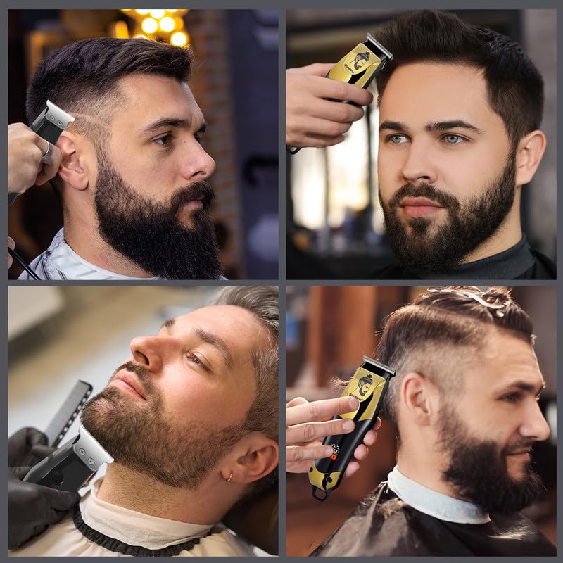 Image of SOLIMPIA HT-679 Digital Display 0mm Professional Cordless Hair Clippers Rechargeable Wireless Hair Grooming Set Beard Trimming Beard Styling Rechargeable Li-ion Battery 600mAh 120 min Runtime, Gold