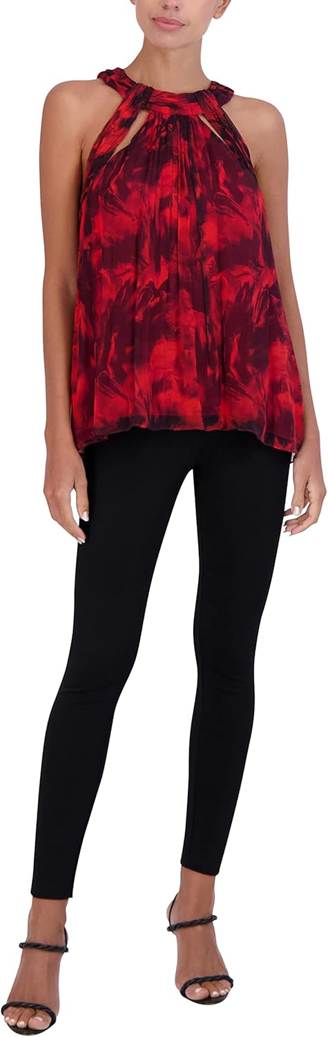 BCBGMAXAZRIA Women's Relaxed Sleeveless Blouse Halter Neck Cutout Top - Image 4