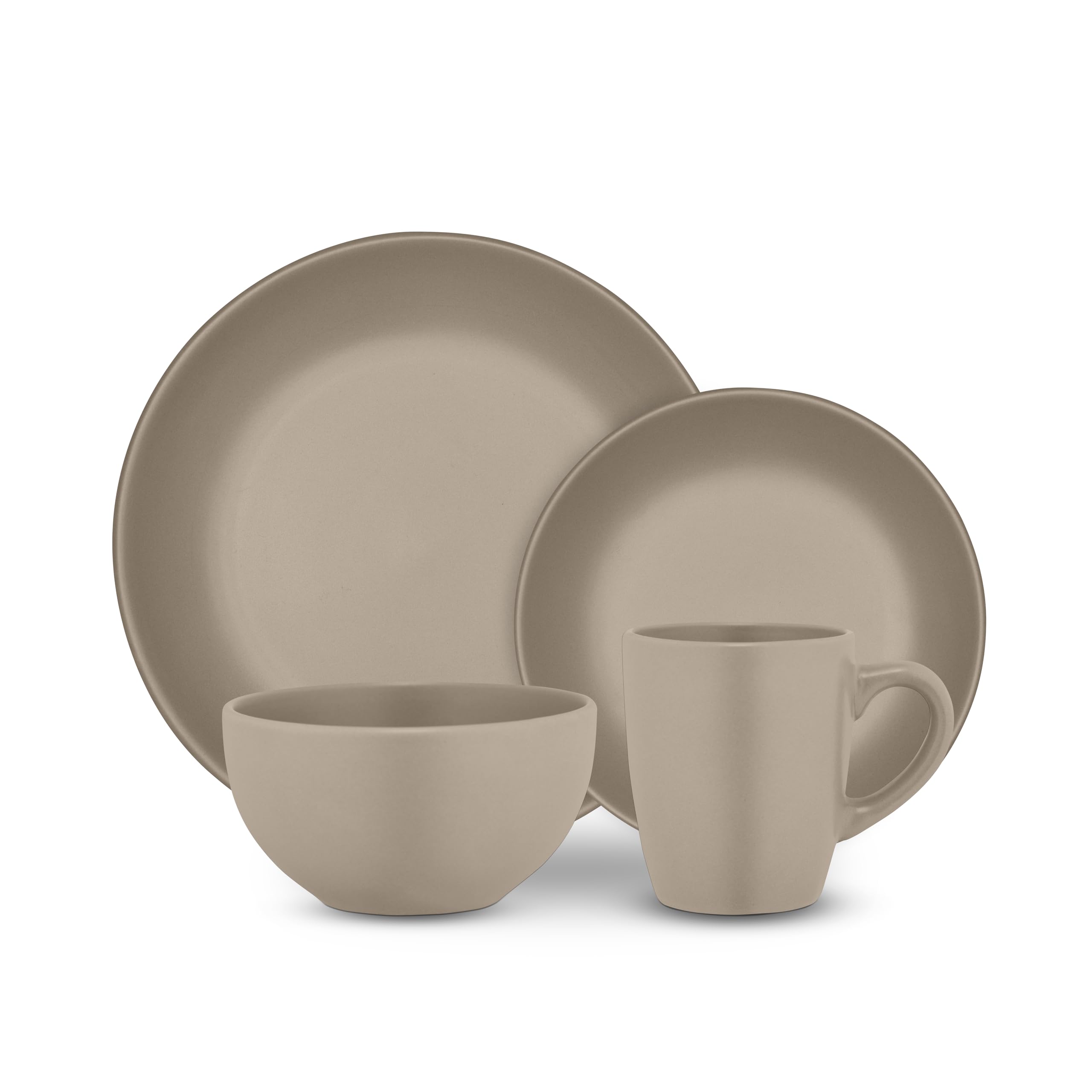 Tower Unisex Taupe 16 Piece Stoneware Dinner Set In