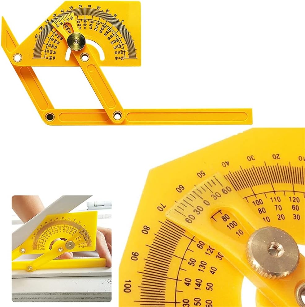 Precise Protractor and Angle Finder Woodworking Measurement Tools 0° to 180° for Measure Inner/Outer Angle Plastic Protractor