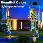 DesGully Chimes de vent,Cummingbird Solar Wind Chimes pour l'extérieur, Tubes d'aluminium Memorial Wind Bell pour Garden / Patio Decor cadeaux d'action de grâce pour maman, femme, Grand-mère Voisins(25 Tonalité profonde de pouce)