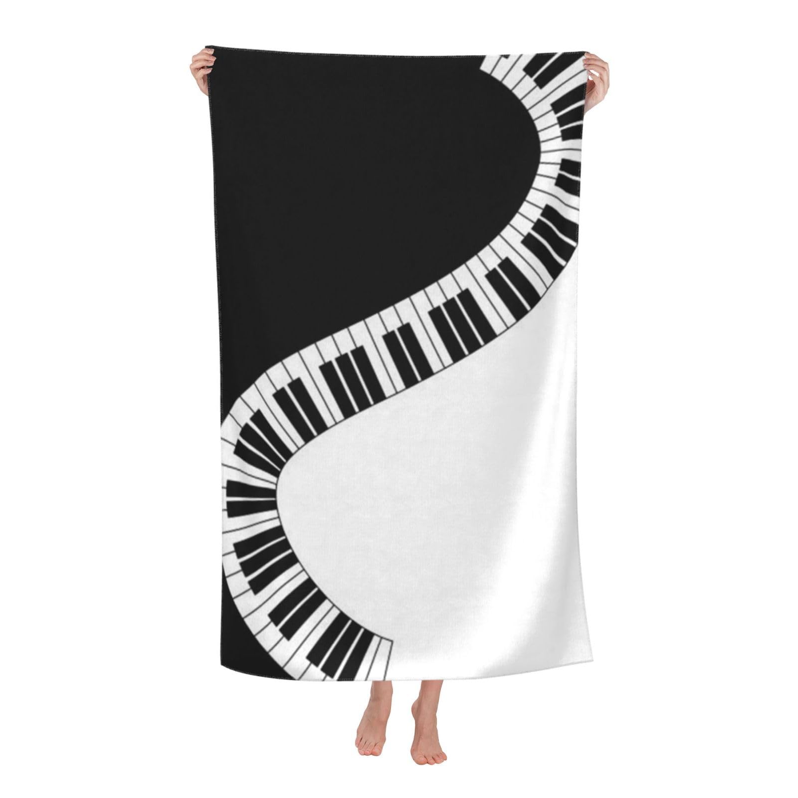 LSRCPD Beach Towel Yin Yang Piano Keys Microfiber Beach Towels Blanket Oversized Tropical Big Extra Large XL Pool Towels Quick Dry Sandproof for Women Girls Kids