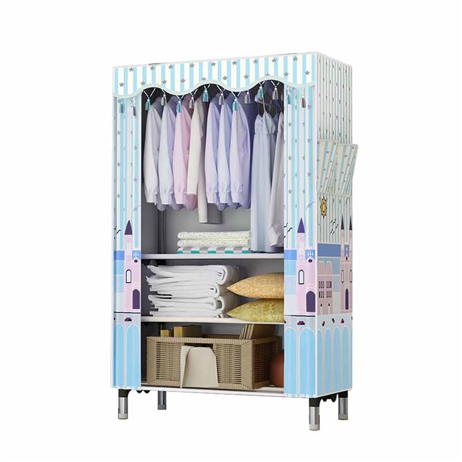 Armario simple portátil azul ideal para ordenar el vestidor o dormitorio
