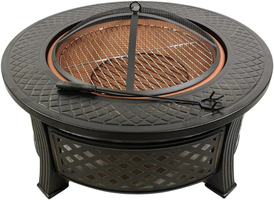 Wido COPPER ROUND STEEL GARDEN PATIO FIREPIT OUTDOOR CHIMENEA BOWL FIRE