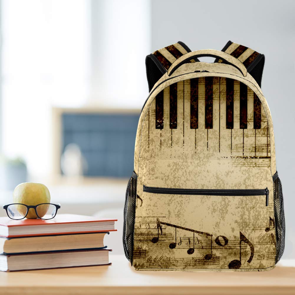 LORVIES Noten-Rucksack, Schulterrucksack, Büchertasche für Schule, Studenten, Reisetasche