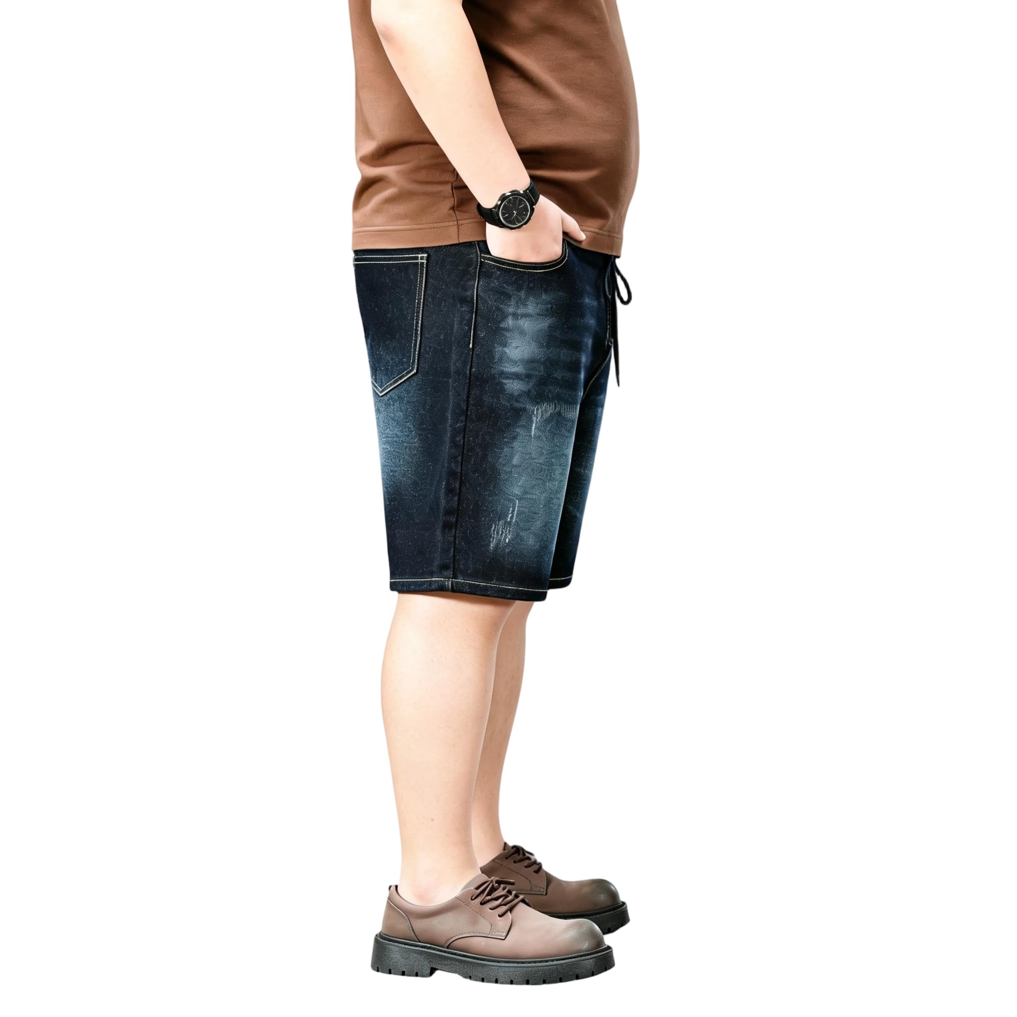 Shorts Vaqueros Hombre Talla Grande, Pantalones Cortos Vaqueros Hombre Verano Corte Amplio con Cordón