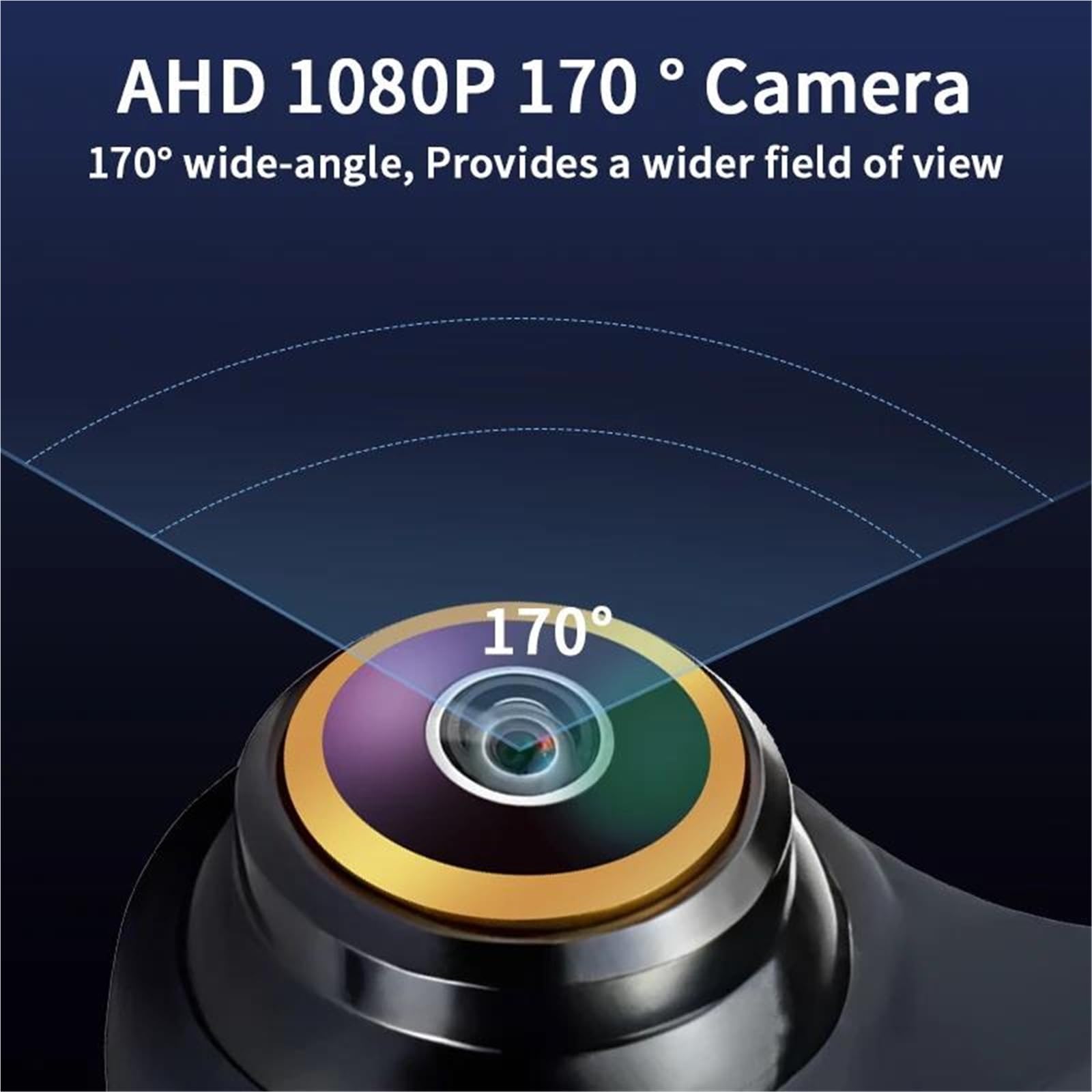 Cámara Trasera Coche Cámara Visión Trasera Coche HD AHD 170° Nocturna Universal Ojo Pez Resistente Al Agua Cuerpo Metal Respaldo Marcha Atrás(017F-CVBS-AHD1080P)