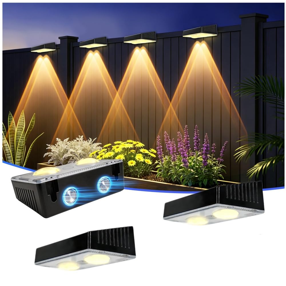 Luz solar para cerca, luz solar magnética impermeable para exteriores, instalación rápida, adecuada para exteriores, patios, caravanas, barandillas, camping, escaleras, patios, paredes y
