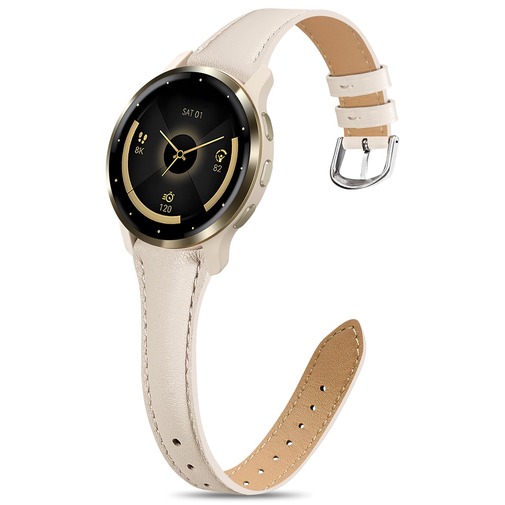 Bransoletka kompatybilna z Garmin Venu 3S/2S, 18 mm, miękka, skórzana, sportowy pasek do zegarka Vivoactive 4S/Forerunner 265S, damski pasek zapasowy