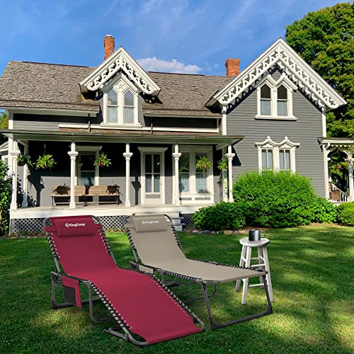 Kingcamp Patio Chaise Lounge Chairs, 4.8" X 23.2" X 14.5", Wine-2 #TOP5