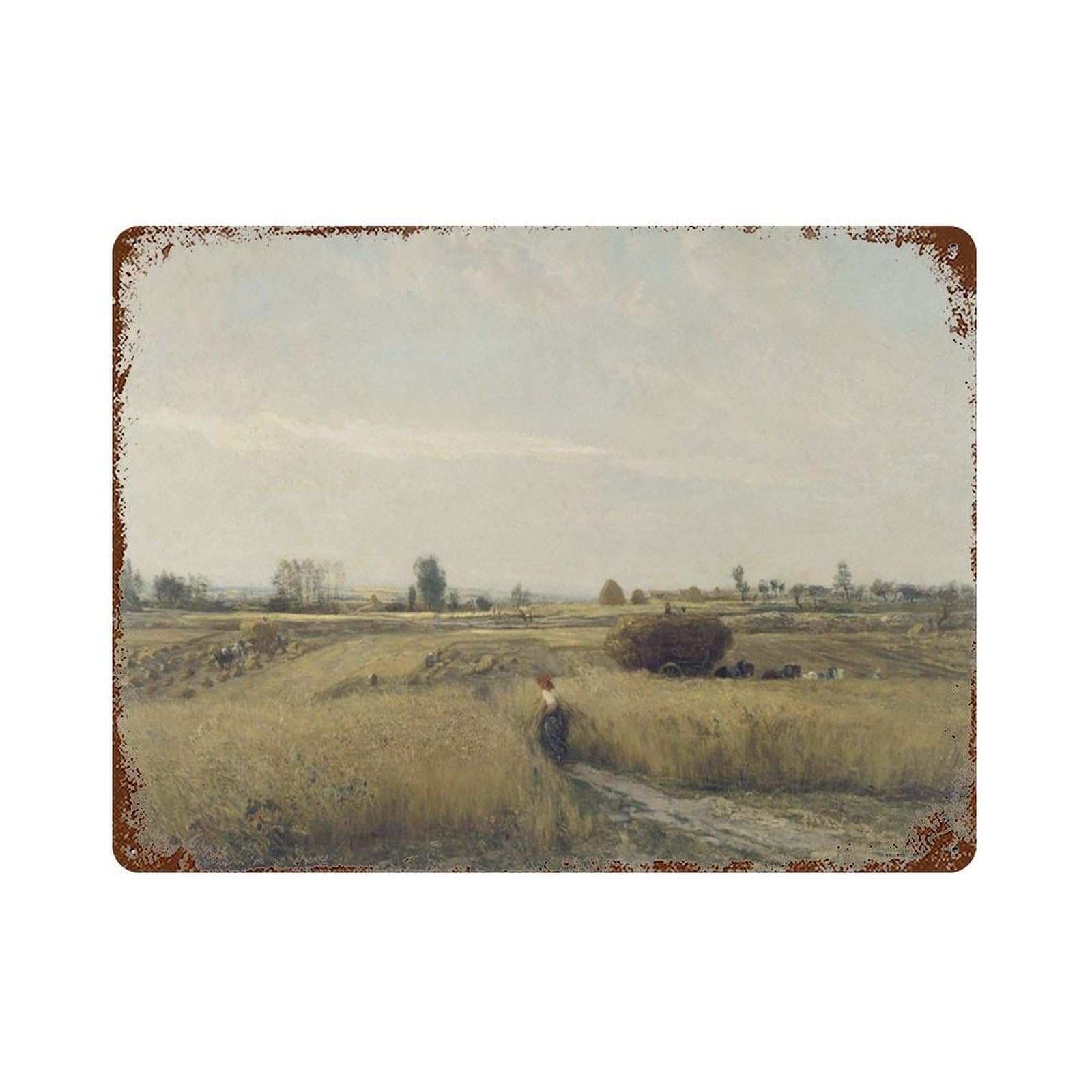 xiaoxiaoshen Cornfield Painting Vintage Landscape Country Meadow Farmhouse Wall Decor Art Metal Tin Poster Modern Home Decor Art Home Bar Shop Decorations Vintage Sign 30x40cm
