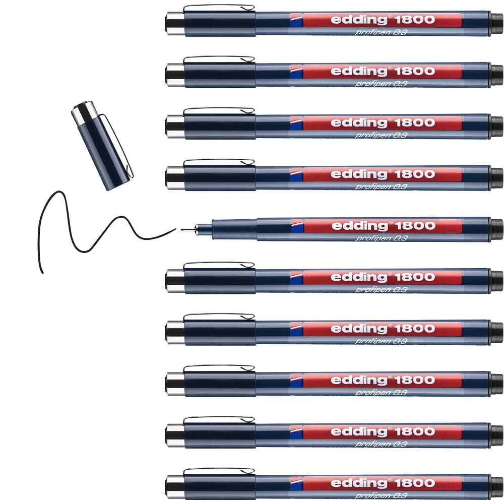 Edding 1800 Profipen Drawing Pen - Black / 3 / Pack of 10