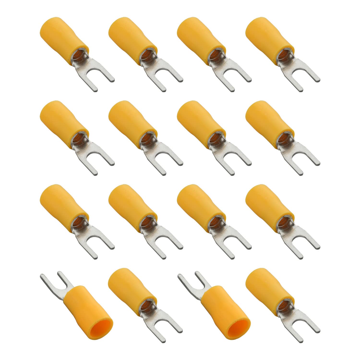 Heyiarbeit Pre Insulated U-Type Red Copper Crimp Terminals SV5.5-4S Wire Connectors for DIY Electrical Wirings Outdoor Applications Yellow 50pcs