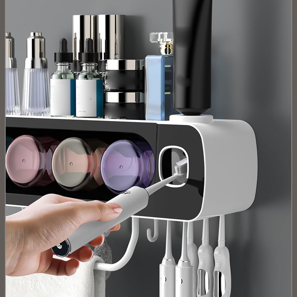 ARINAL Organizador de Almacenamiento de Baño Taza de Cepillado for el hogar, Juego de Pared, Estante for cepillos de Dientes y Pasta de Dientes