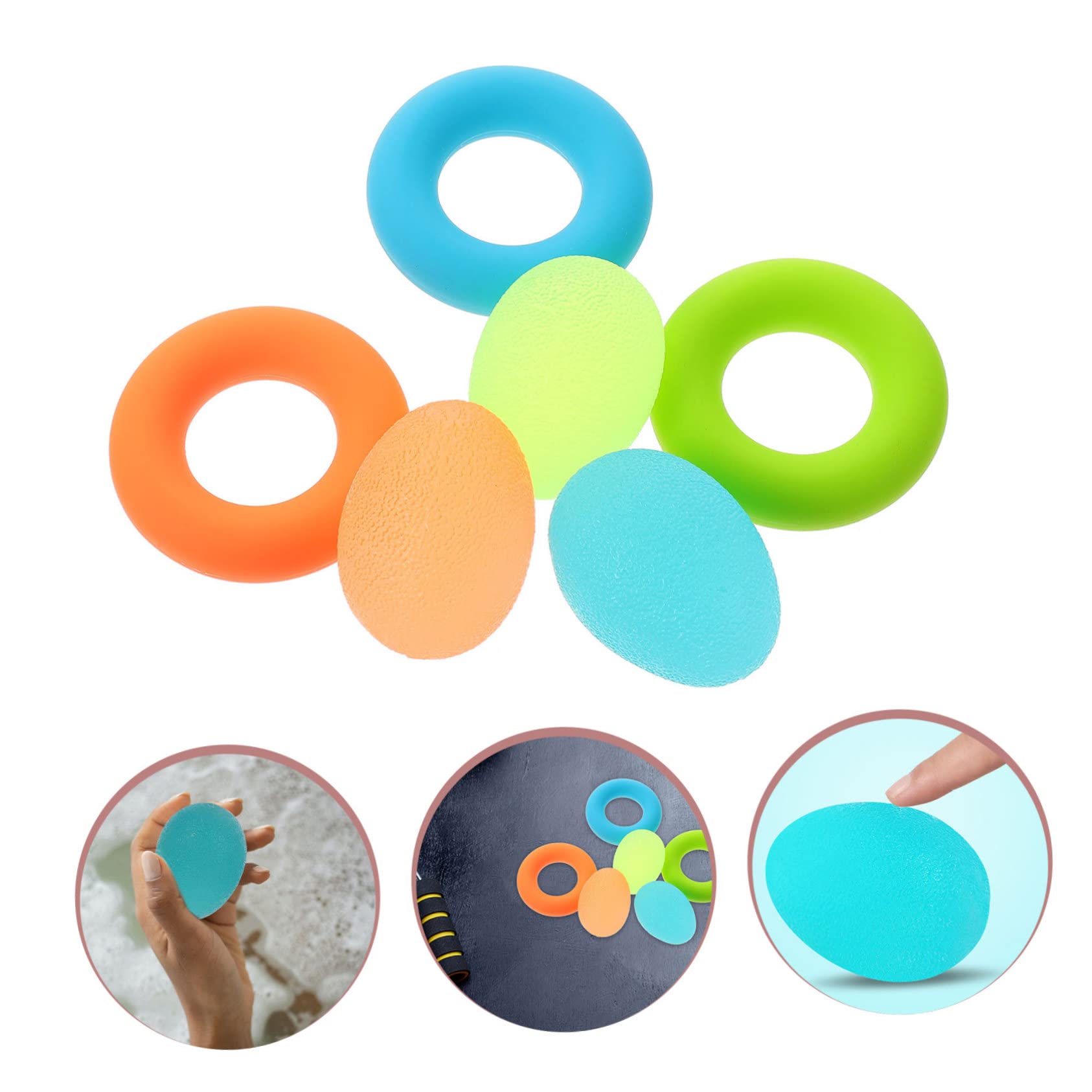 INOOMP Palline per Esercizi per Mani Impugnatura Rotonda Anelli per Esercizi Pressione Palline per Presa delle Mani per Fitness delle Dita Realizzate in Silicone