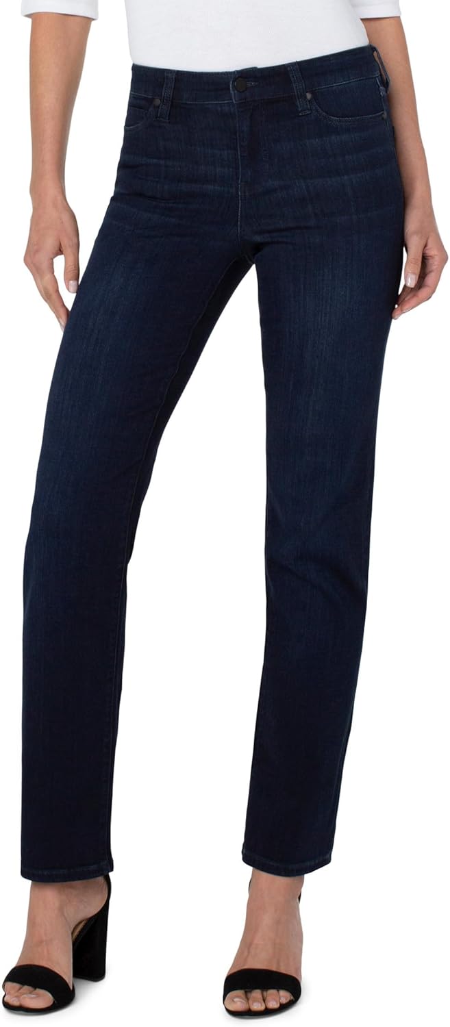 Liverpool Los Angeles Petite Kennedy Straight Mid-Rise Silky Soft Dual FX Denim