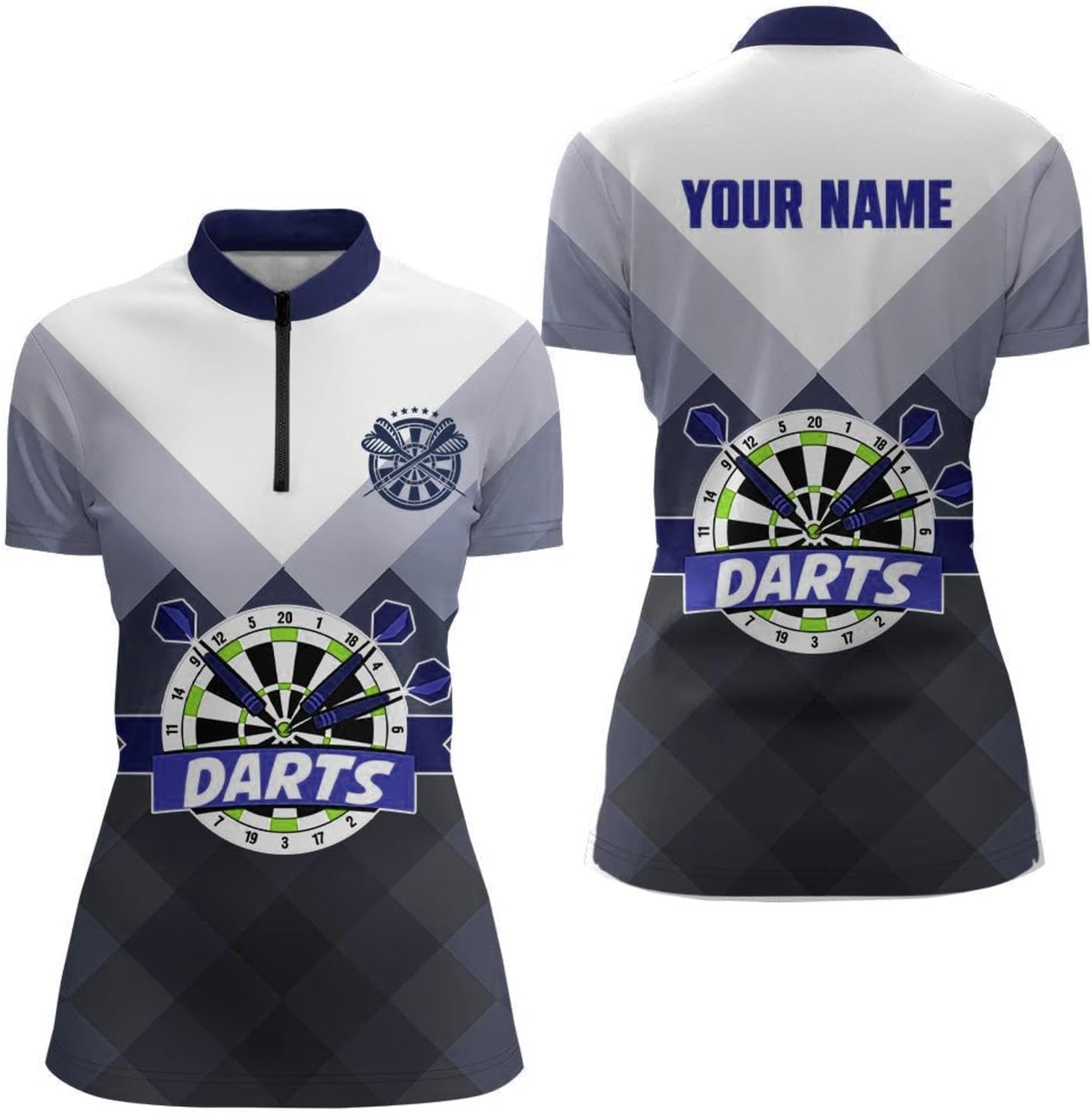 Women's Green Gradient Geometric Pattern Darts Quarter Zip Jersey Stylish Athletic Top for Activeweary C20