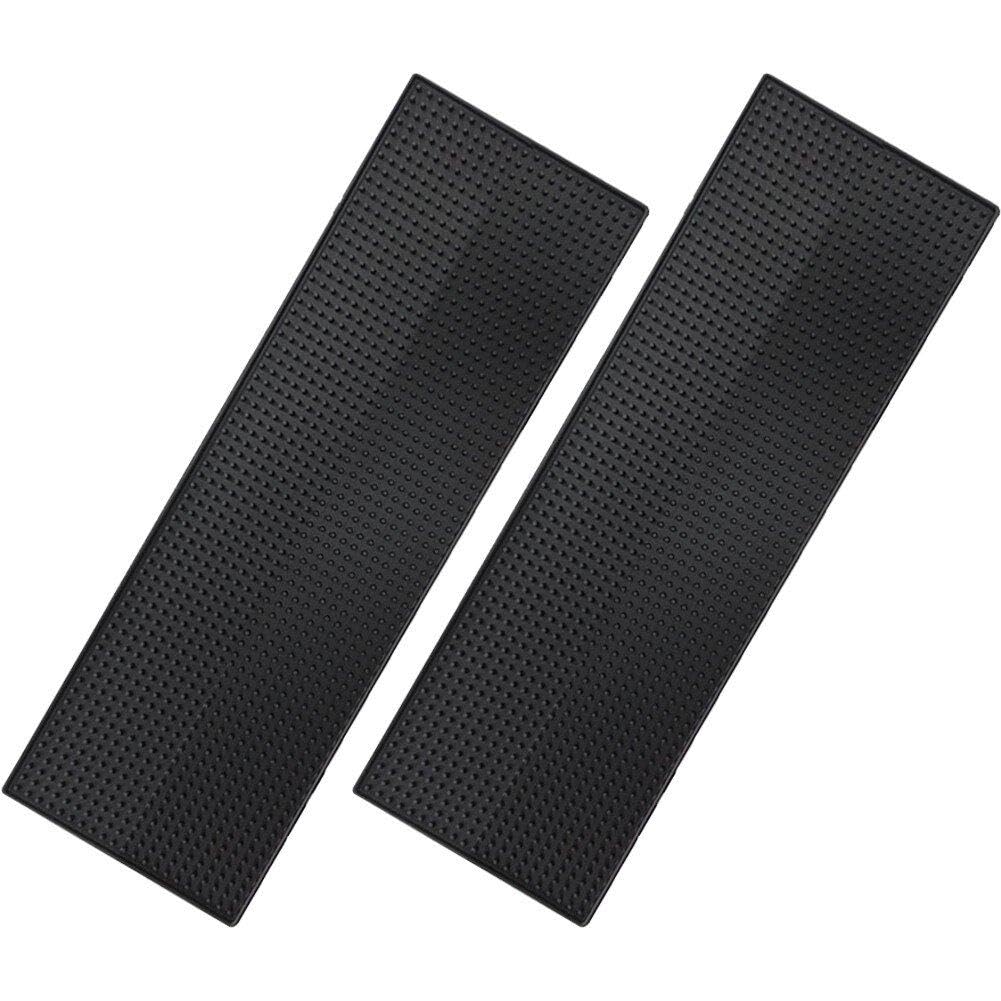 2 alfombrillas negras de 60 x 20 cm antideslizantes para barras de café y whisky, alfombrilla de secado de platos y alfombrilla de derrames para bares y restaurantes