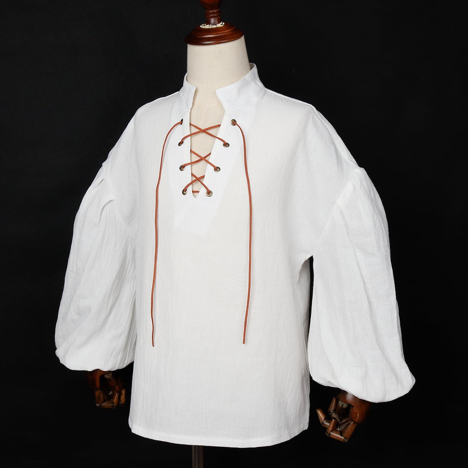 L'VOW Medieval Boys Shirt Renaissance Kids Lace-up Pirate Shirts Retro Viking Colonial Costume Top - Image 5