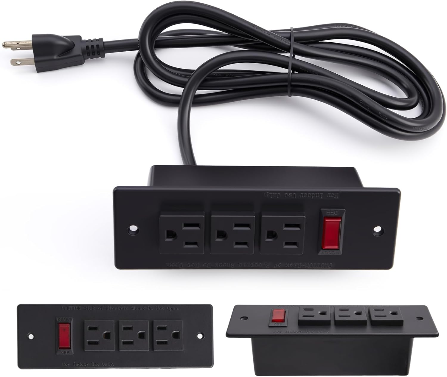 Built-in 3-Outlet Power Strip for Elafros Utility Carts – 125VAC 12A, UL Listed, with 6FT Cord and Switch – Compatible with T3PB, T3PSB, T2AP, T2A, MF3P, MF3 – Indoor Use Only