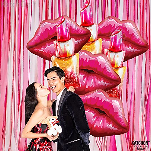 Image of KatchOn Giant Red Lip Balloons Set - 49 Inch Pack of 8 | Kiss & Lipstick Balloons | Pride Balloons for Pride Decorations | Spa Party & Girls Party Decorations