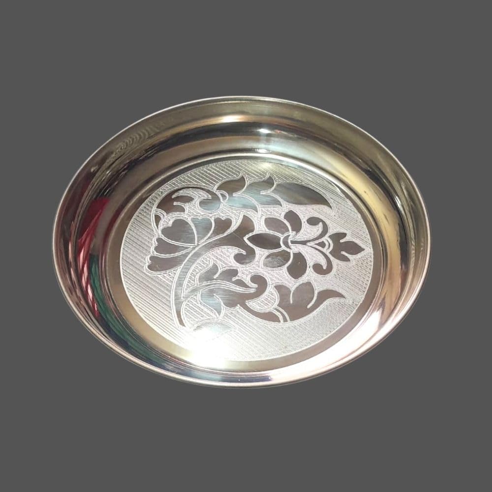 Germen Silver Pooja Plate – German Silver Pooja Thali 6 Inch | Puja Plate for Daily Worship | Traditional Puja Plate for Aarti-image-12